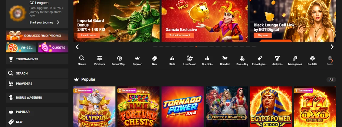 Play popular slots GGBet