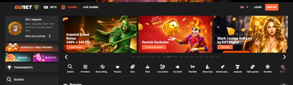 Browse GGBet Casino bonuses