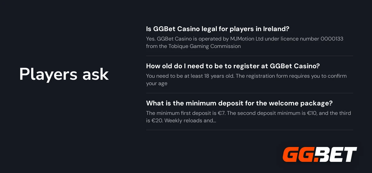 Answers to common GGBet Casino questions
