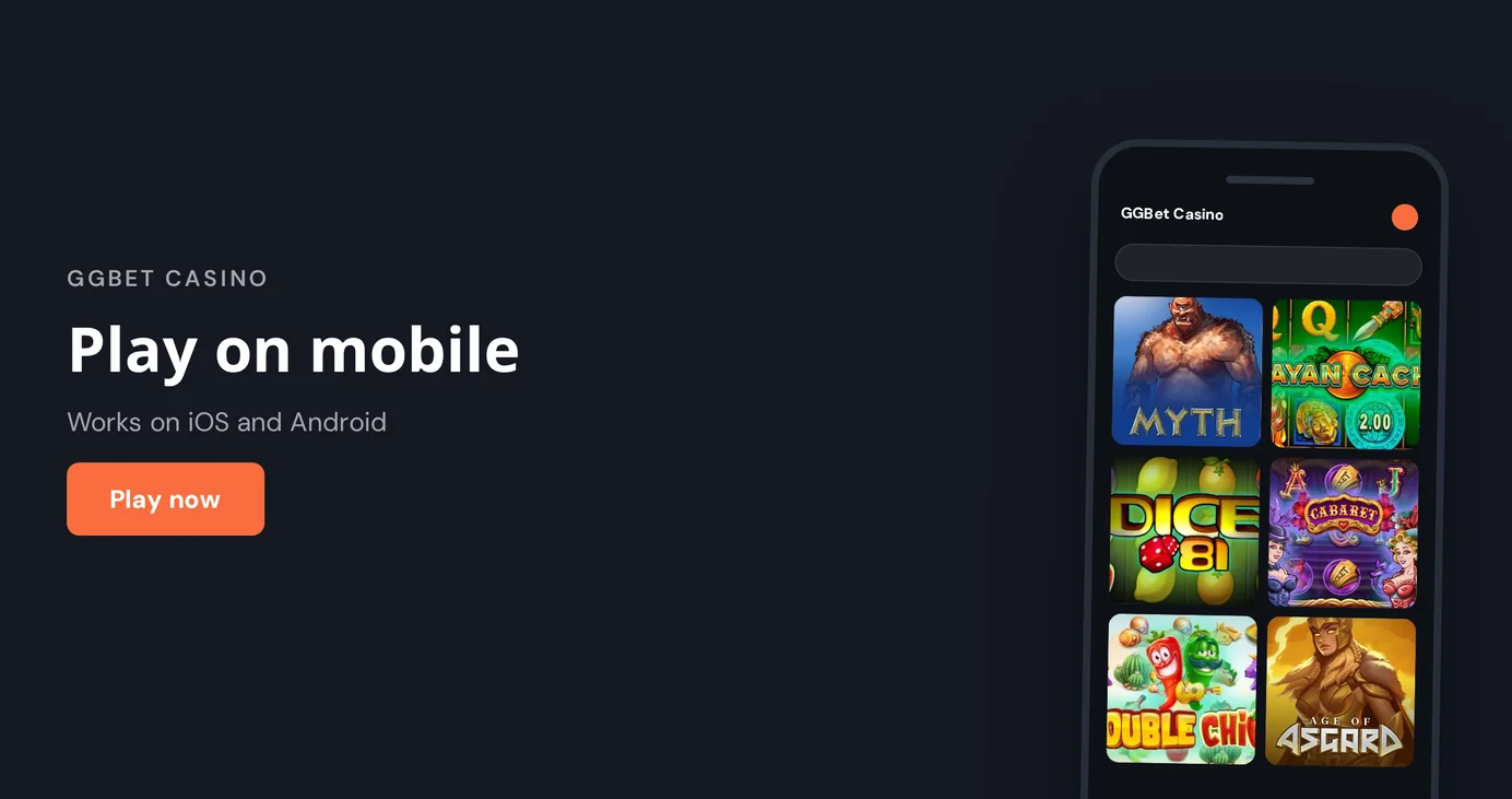 GGBet Casino slot lobby in a mobile browser